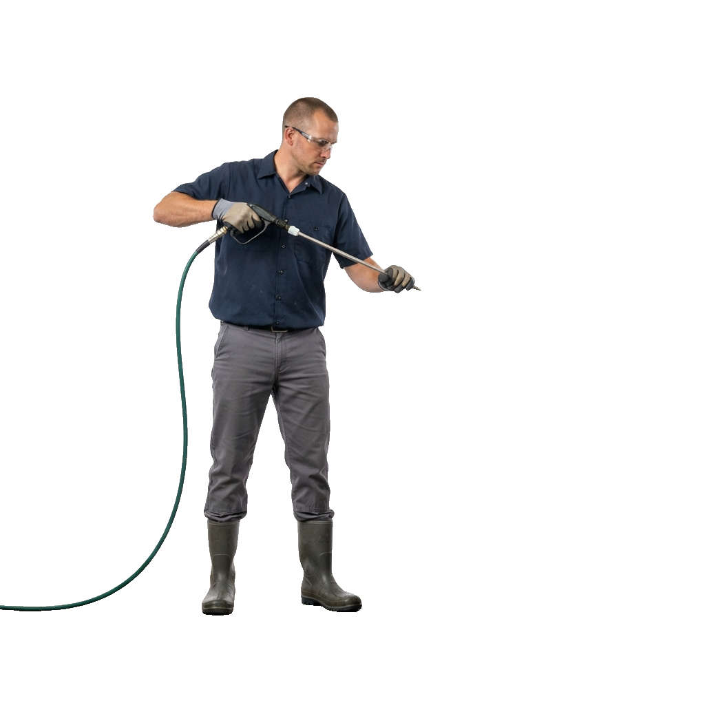 Roof Cleaning Worker PNG Cutout